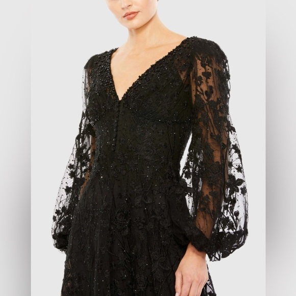 MAC DUGGAL 20430 NWT Puff Sleeve A-Line Embroidered Gown - Picture 2 of 6